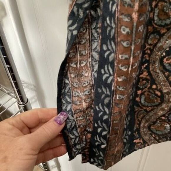 J. Jill Folklore Stamped Tunic Top Sz Sz 2X Linen Blend Paisley Boho - Picture 5 of 9